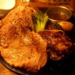 STEAK&HAMBURG ひげ - 荒挽きハンバーグ＆牛ロースステーキ400g