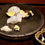 並木橋みりん - 本日の鮮魚(真子鰈、鮑、泥障烏賊)