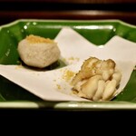 並木橋みりん - 揚げ里芋 唐墨 白子の昆布焼き