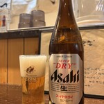 麺屋海神 - グラスビール、美味