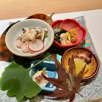 北新地 かに松 - 前菜4種　秋を感じる内容