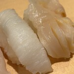 築地すし好 和 - えんがわ、みる貝