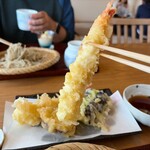 手打ち蕎麦　いよ翁 - 海老天が揚げたて熱々で、ネコ舌の拙者…苦戦〜