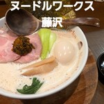 ヌードルワークス - 泡らーめん　煮卵　辛味噌トッピング