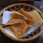 手打ち蕎麦 かね井 - お通し／揚げ蕎麦