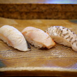 にぎり鮨 一五〇 - 炙り太刀魚＆金目鯛＆鰆