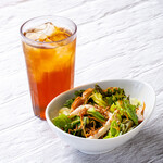 下川六〇酵素卵と北海道小麦の生パスタ 麦と卵 - むぎたまサラダ＋選べる飲みもの