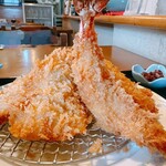 お食事処 大原 - 海老フライ1+アジフライ3定食　2050円税込