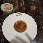 食堂うさぎや - コールスローサラダ　　ミネストローネスープ
