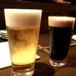 千花庵 - 生ビール中とハーフ＆ハーフ小