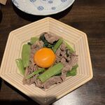 ダイニング 然 - 国産牛と小松菜の黄身ポン酢和え