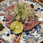 まんもと - 若狭牛タタキは柚子胡椒で、、