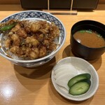 之村 - かき揚げ丼＆赤出汁＆お新香