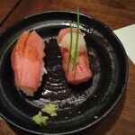 ちせん - 生本まぐろトロ握り＆佐賀牛握りの食べ比べ