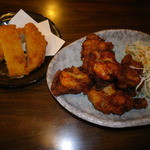 あじくらや - 白いかカツ、地鶏の唐揚げ
