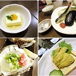 地酒や もっと - お料理たち１。右上が水ナス。これくらいはすぐ出してほしかったな…