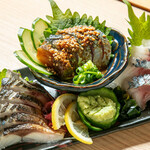 鯖しゃぶと炙り焼き奥いずも - 生鯖刺身三点盛