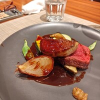 キャトルラパン 北梅田 - イチボのグリルとオプションのファアグラ