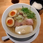 麺家 たけ田 - 味玉塩らーめんとごはん小