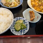 台湾料理　宝島 - 揚げ餃子、きゅうり漬物