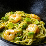 下川六〇酵素卵と北海道小麦の生パスタ 麦と卵 - 海老とアボカドのバジルクリーム