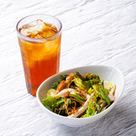 下川六〇酵素卵と北海道小麦の生パスタ 麦と卵 - むぎたまサラダ+選べる飲みもの