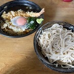 すゞや食堂 - ひたし蕎麦海老天1100円にかき揚げ、卵トッピング