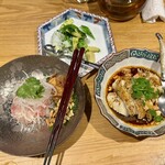 老虎菜 - コース
      アオリイカの葱山椒ソース
      本日のお刺身サラダ/ロ水鶏（よだれどり）