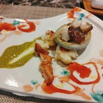 森の鉄板ダイニング まるやま苑 - オマール海老と蝦夷鮑のソテー