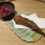 食堂さいと右 - メヒカリ　菊のおひたし