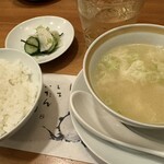 一久 - ご飯セット（ご飯・地鶏スープ・香の物）