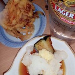 立ち呑み 晩杯屋 - 野菜天　ナス餅