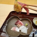 木佐貫 - ヒラソウダ鰹におろし、箸上げ