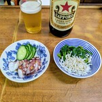 北浦酒店 - たこ造り　しらすほうれん草
