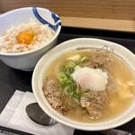 松屋 - 具たっぷり肉吸い（ご飯大盛り）＋温玉追加（玉子は別皿で出てきます）