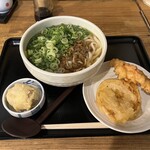 太常うどん - あつネギなめこ卵天とり天柿天