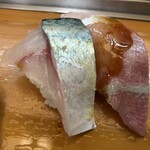 大和田鮨 - 関鯖、肉厚新鮮、歯応え。間八は脂乗りが凄い