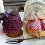 ケーキファクトリー・ホイップ - 紫芋モンブラン&イチゴのシュークリーム