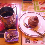 珈琲所コメダ珈琲店 - まんぷくプレート ヒレカツ ＆ モーニングサービス 山食パン（トースト） バター 手作りたまごペースト ＆ アイスコーヒー たっぷりサイズ 氷抜き✖️2 ＆ 純栗ぃむ （セット）