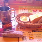 珈琲所コメダ珈琲店 - まんぷくプレート ヒレカツ ＆ モーニングサービス 山食パン（トースト） バター 手作りたまごペースト ＆ アイスコーヒー たっぷりサイズ 氷抜き✖️2 ＆ 純栗ぃむ （セット）