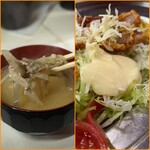 とんかつ 日の出 - とん汁の具・マヨネーズ貰えました。