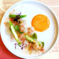 海老とツブ貝のカルパッチョ ～カタルーニャ風～