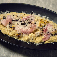 生ハムとトリュフのグリルコーン•オレキエッテ