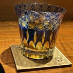 銀座 帯 - 切子のグラスが素敵