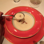 銀座 レカン - スープ キクイモのポタージュ　うきみまでキクイモ！