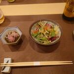 銀座すし嘉 - 先付けとサラダ
