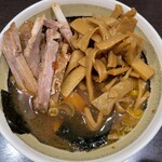 中華そば べんてん - つけ麺あつもり、メンマチャーシュー少なめ、生玉子、辛味別皿、ビール