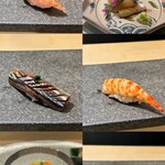 鮨 極 - 秋刀魚、車海老、バフンウニの小丼、さわら、金目鯛