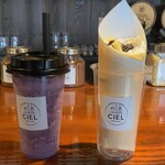 CIEL - 定番の「チョコバナナホイップ(クレープ)」と「飲むアサイー」を購入。