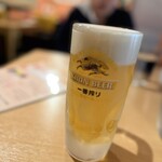 ゆるり 中華食堂 癒食同源 - 生ビール キリン一番搾り（中ジョッキ）600円。